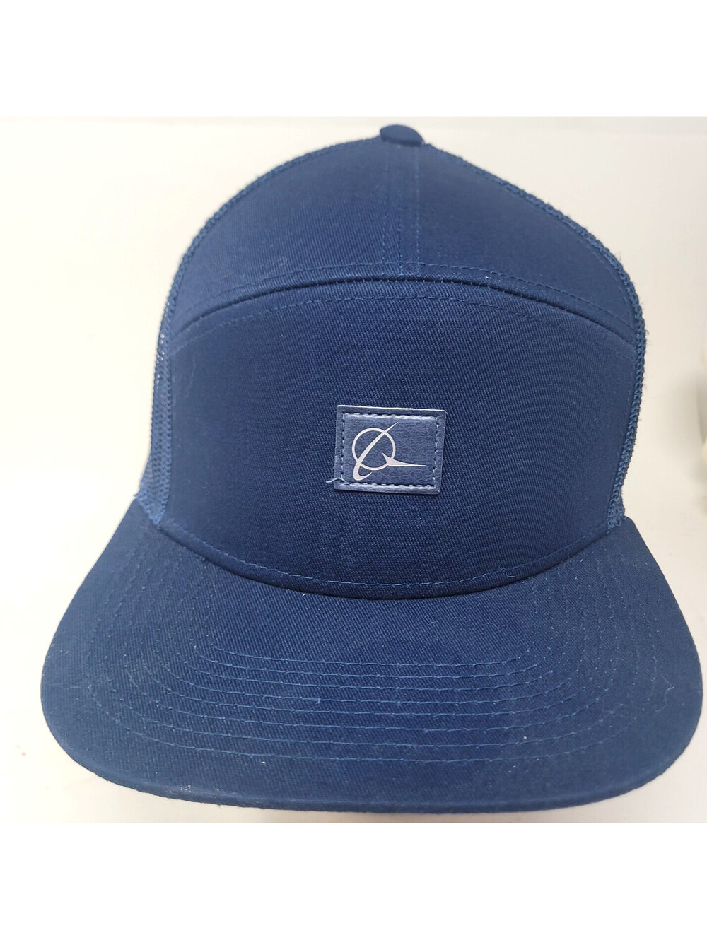 Boeing Corporate Blue 5 Panel Camp Trucker Hat Modern Mesh Snapback Cap
